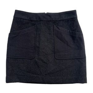 J.Crew Wool Blend Mini Skirt Black Tweed Size 4 Dark Academia Preppy Office